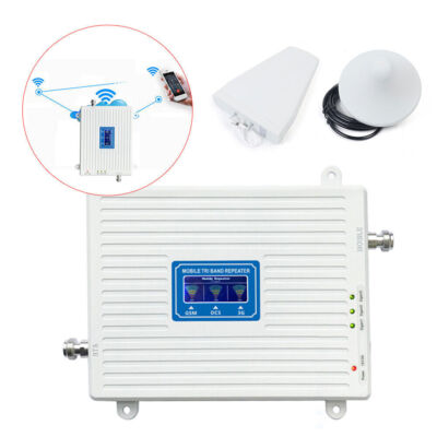 Tri- Band Amplifier 900/1800/2100 GSM DCS 2G/3G/4G LTE Signal Booster + antenna