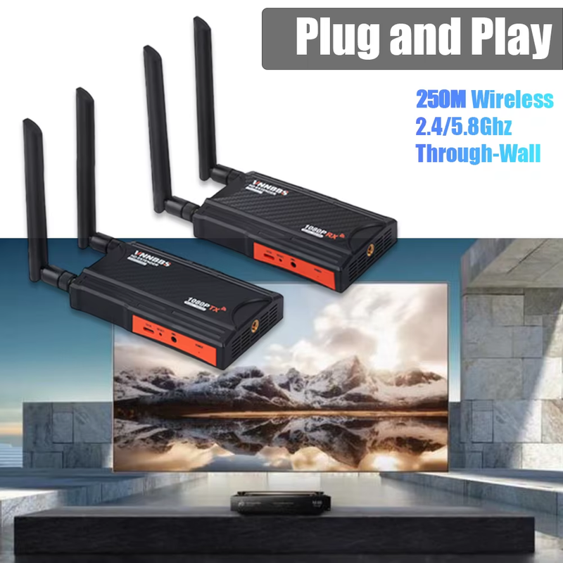 Wireless HDMI Extender kit 250M 5.8Ghz Video Transmitter and Receiver For DSLR C