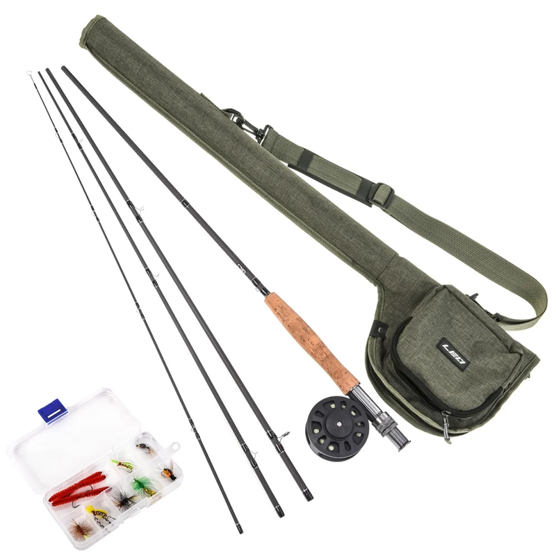 9' Fly Fishing Rod and Reel Combo with Carry Bag 10 Flies Complete Starter