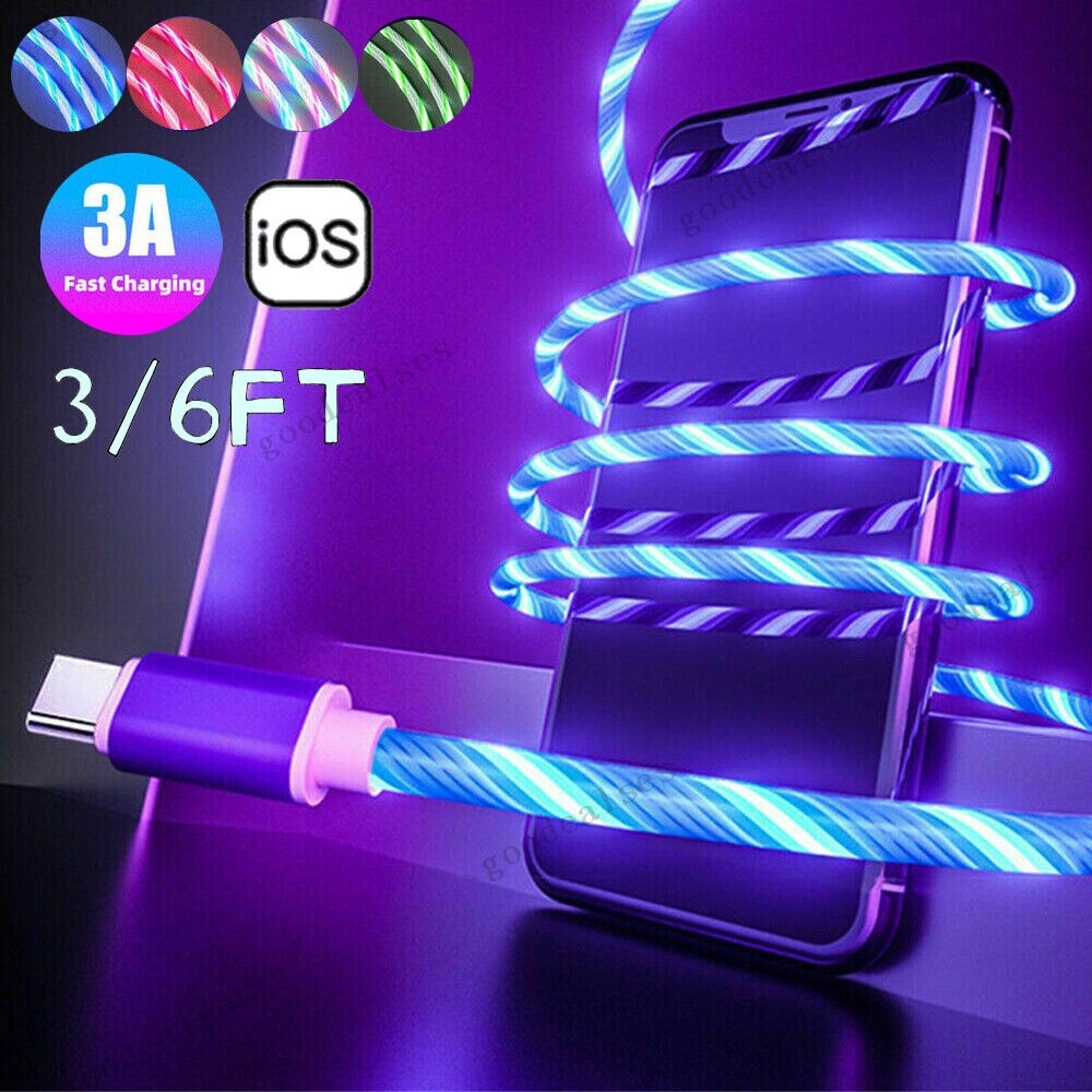 LED Light Up Fast Charging Charger Cable USB Cord For iPhone 14 13 12 11 XR 8 7