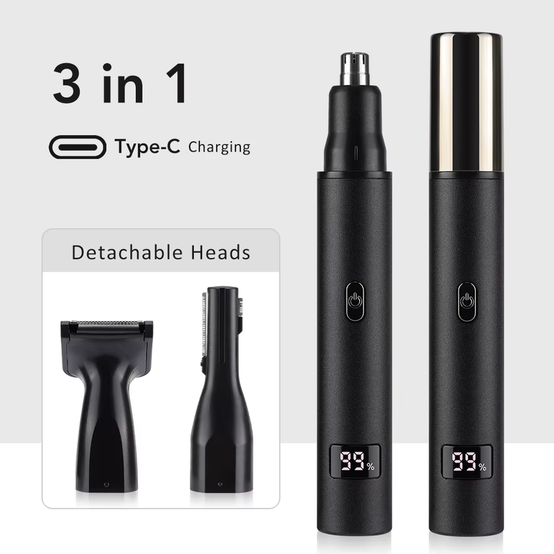 New 3 in 1 Electric Rechargeable Nose Ear Hair Trimmer for Men Painless Sideburn