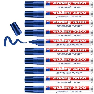edding 3300 permanent marker - blue - box of 10 - chisel tip 1-5 mm - quick-dryi