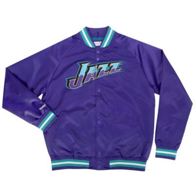 

Легкая атласная куртка Mitchell - Ness мужская фиолетовая повседневная спортивная верхняя одежда S, Фиолетовый, Mitchell - Ness Lightweight Satin Jacket
