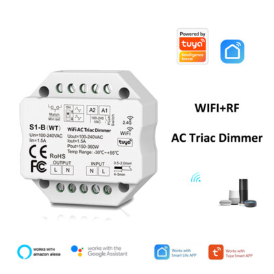 110V 220V WiFi AC Triac LED Dimmer Lamp Controller 2.4G RF Touch Remote fr Alexa