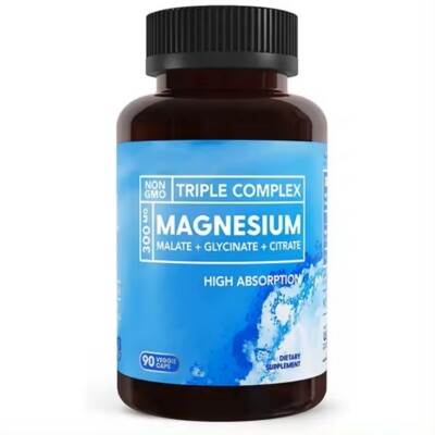 Bio Triple Magnesium Complex, 300mg of Magnesium Glycinate 90 capsules -US Stock