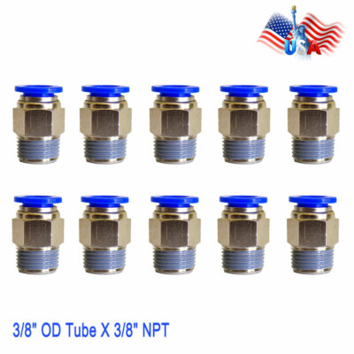 10PIECE 3/8'' OD Tube X 3/8'' NPT Pneumatic Push Connectors Air Fitting