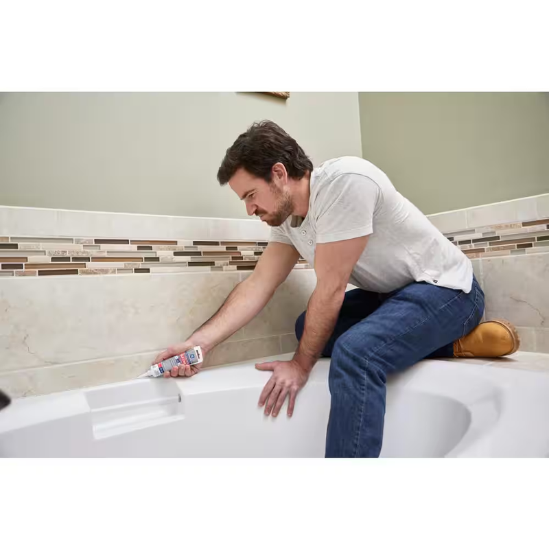 Tub and Tile Silicone 1 Caulk 10.1 Oz Kitchen and Bath Sealant White