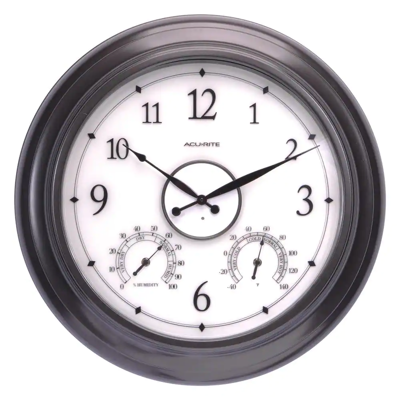 AcuRite Illuminated Outdoor Clock 24 in. Thermometer Humidity Sensor Metal Frame