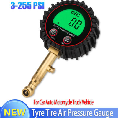 High Accuracy LCD Display Air Tire Pressure Gauge Mechanical Glow Dial 3-255 PSI