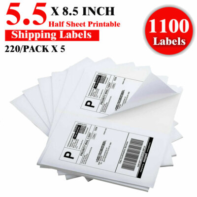 1000+100X 8.5 x 5.5 '' Half Sheet Self Stick Shipping Labels For Ebay Fedex USPS