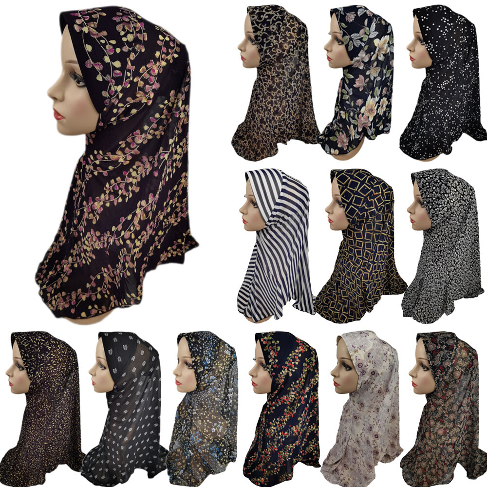One Piece Turban Hijab Hat Muslim Women Prayer Headscarf Turban Amira Instant