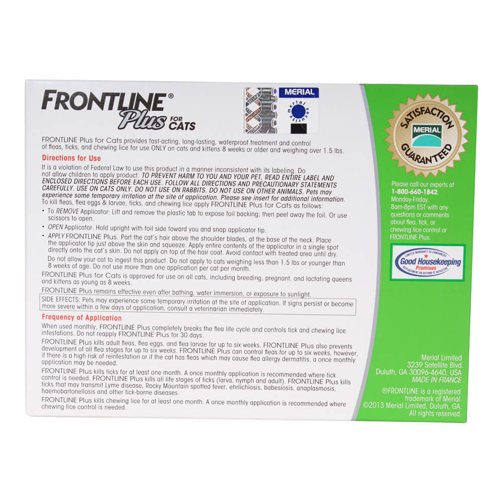 Frontline Plus Flea & Tick for Cats, 3 Month