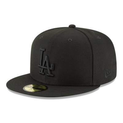 MLB Los Angeles Dodgers LA 59FIFTY 5950 Men's Fitted New Era Hat Cap All  Black