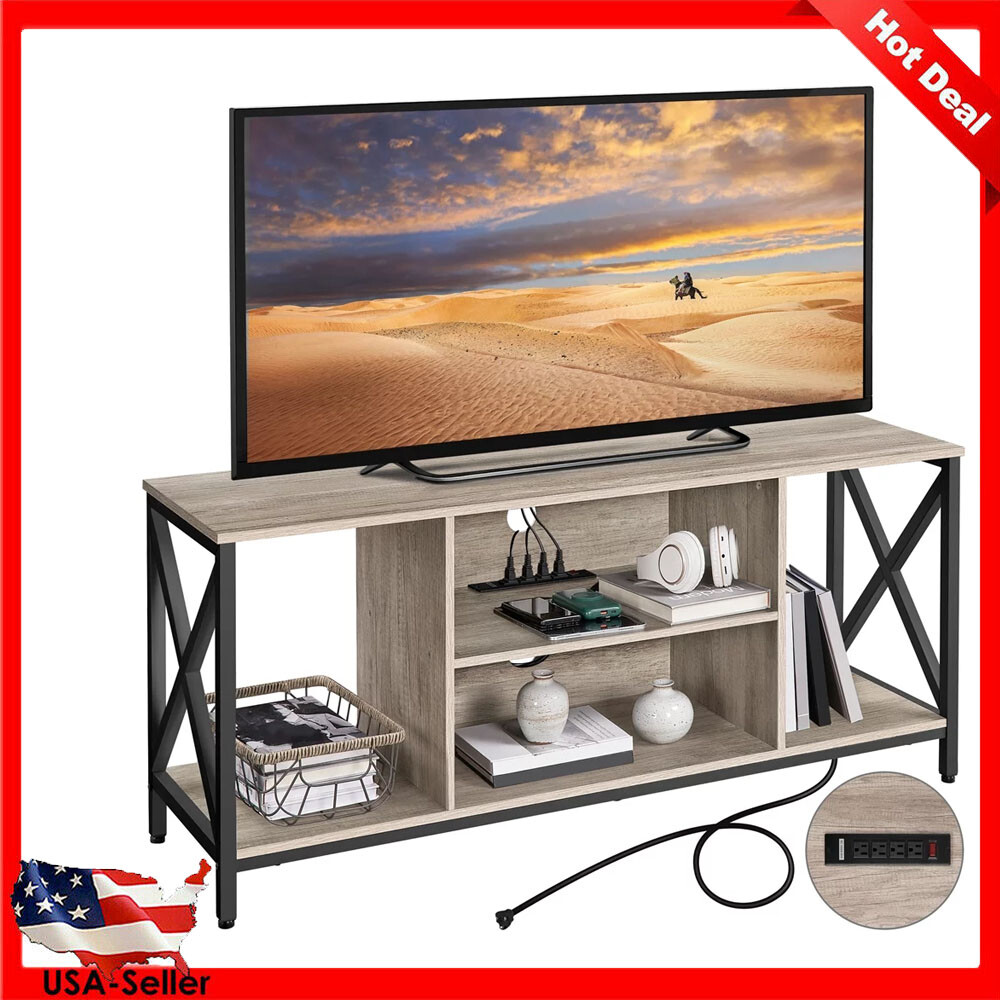 Entertainment Center W/ 4 Ac Power Outlet Magazines Books Ra