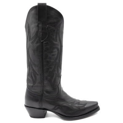 Pre-owned Ferrini Scarlett Embroidery Snip Toe Cowboy Womens Black Dress Boots 8426104