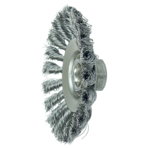 Weiler 13476 Knot Wire Bevel Brush Wheel 4-1/2" Diameter Steel 5/8" 11 Nut