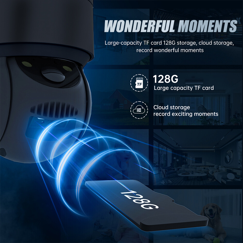 Solar Battery Powered Wireless WiFi Outdoor Pan/Tilt Home Security Camera System