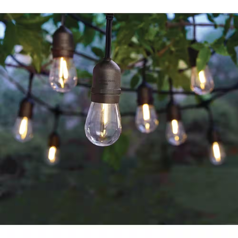 Hampton Bay LED String Lights Outdoor Patio Edison 24 Ft 12 Bulb Weatherproof