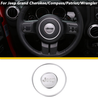 Silver Steering Wheel Center Trim Bezels For Jeep Wrangler Compass Patriot 2011+