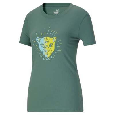 

Puma 589773-45 Womens X-Ray Graphic Crew Neck Футболка с короткими рукавами Повседневная -, Зеленый