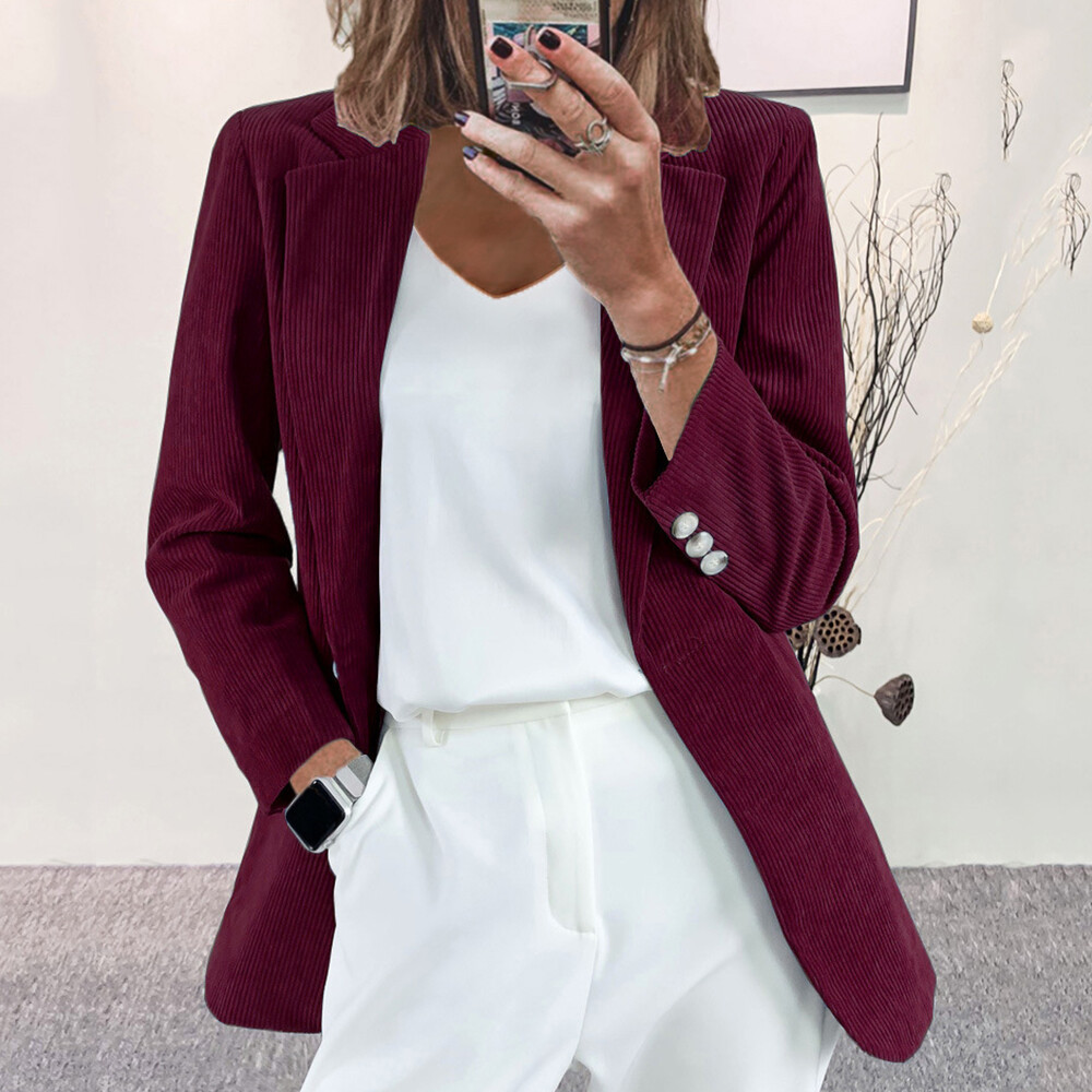 Womens Velvet Lapel Blazer Suit Ladies OL Work Open Coat Office Jacket Outwear