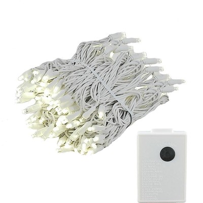 140 Light LED Chasing Christmas Mini Light Set, Warm White, White Wire, 46.5'