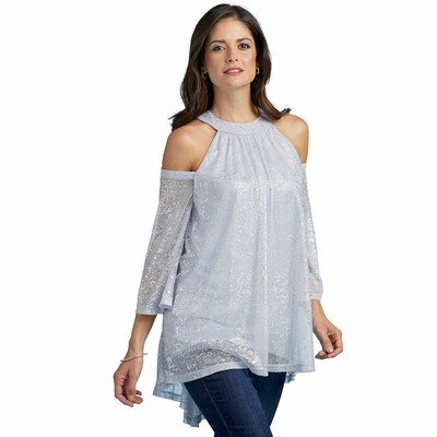 

Мерцающая туника с высоким и низким вырезом, Powder blue