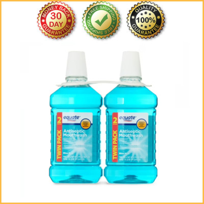 Equate Antiseptic Mouthwash, Blue Mint, Twinpack, 2 Bottles, 2 x 1.5 Liters NEW