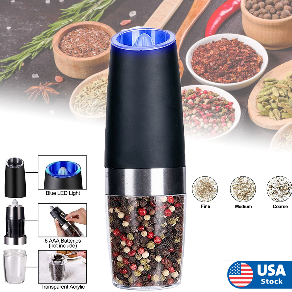 Gravity Electric Salt and Pepper Grinder Mill Shakers Adjustable Automatic US