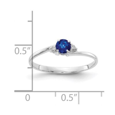 Pre-owned Diamond2deal 14k White Gold 4mm Sapphire Diamond Ring Size 6 For Women 0.99g