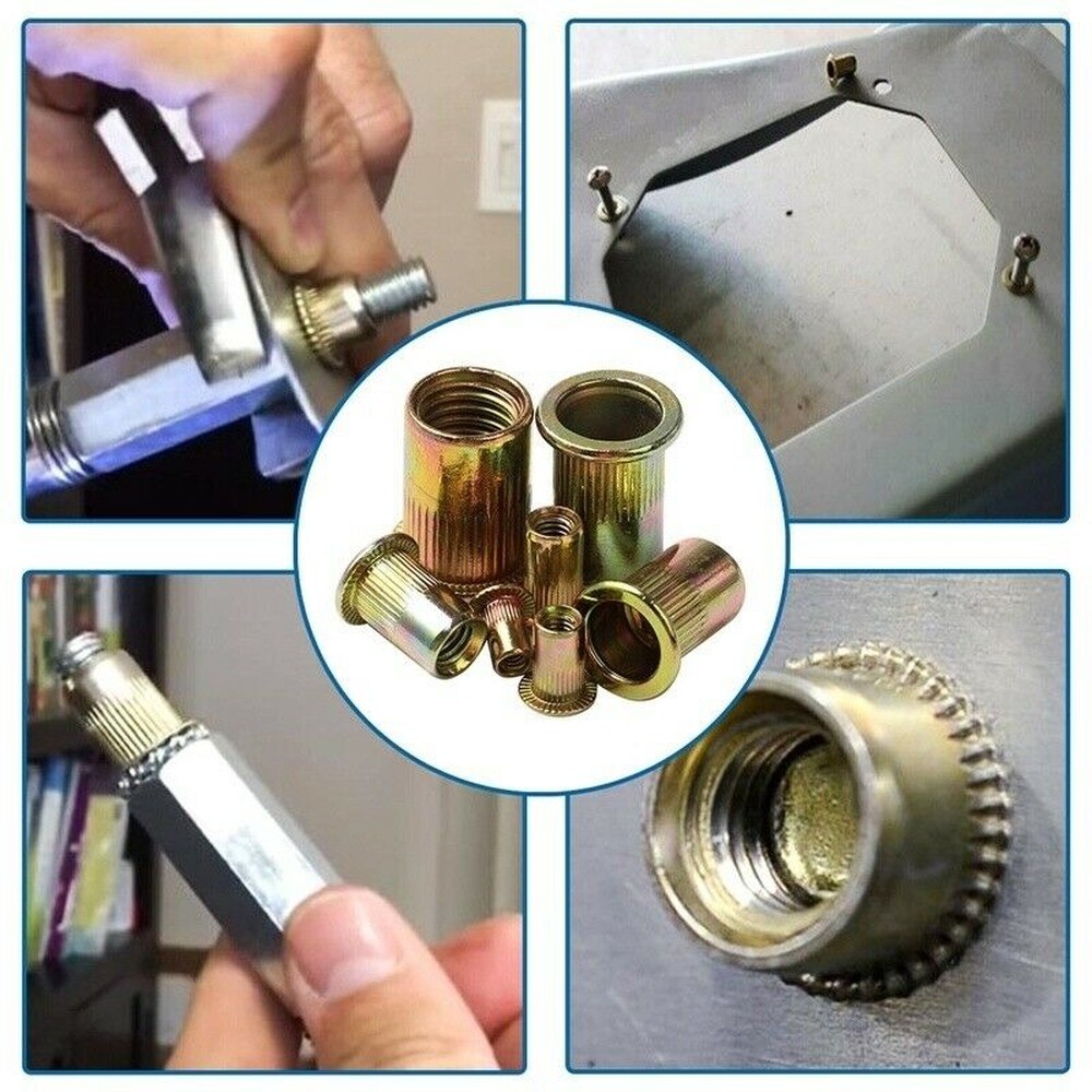 93PCS Mixed Rivet Nut Tool Kits Zinc Steel Rivnut Insert Threaded