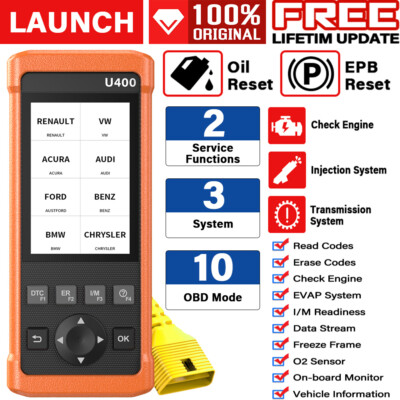 LAUNCH U400 OBD2 Scanner Injection Transmission Engine Auto Diagnostic Oil EPB 