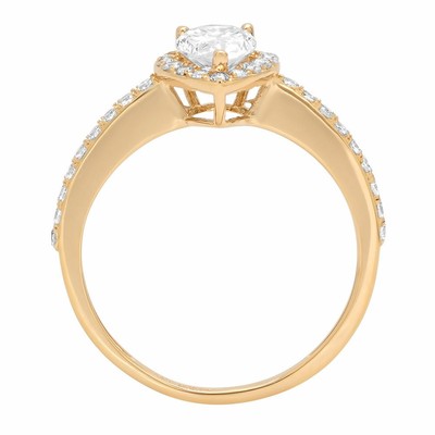 Pre-owned Pucci 1.07ct Pear Cut Solitaire Engagement Wedding Bridal Ring Halo 14k Yellow Gold In White/colorless