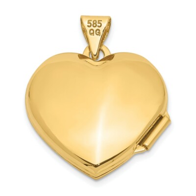 Pre-owned Skyjewelers Real 14kt Yellow Gold 18mm Domed Plain Heart Locket