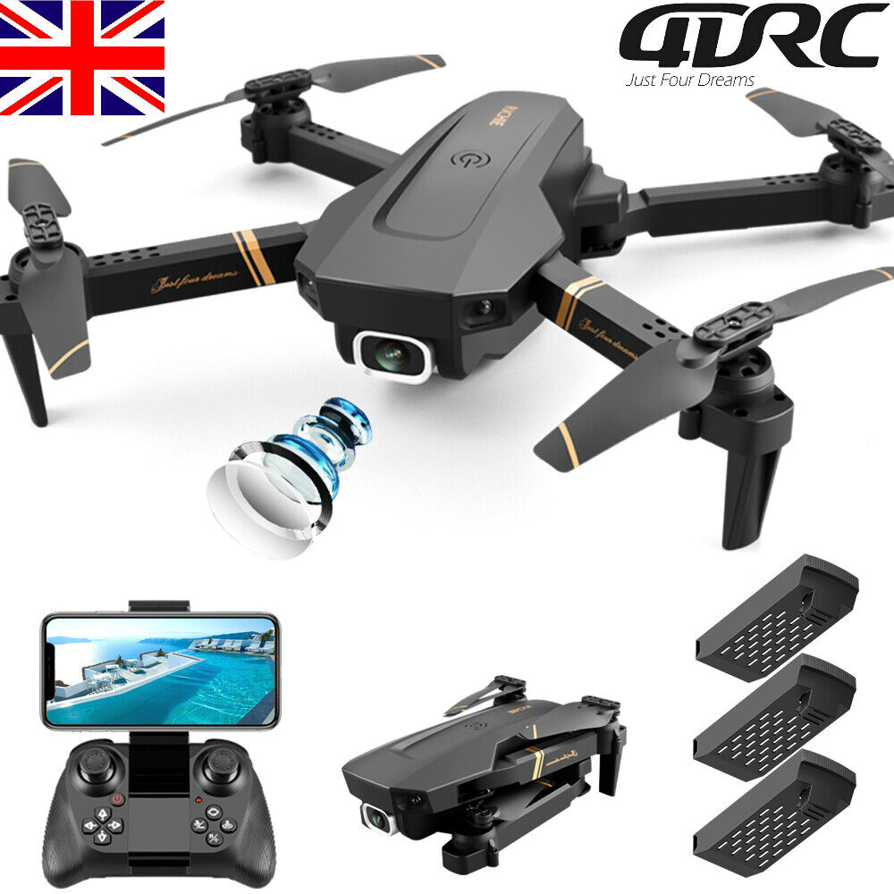 4K HD Drone Dual Camera WIFI FPV Foldable 3 Batteries Selfie RC Quadcopter + Bag
