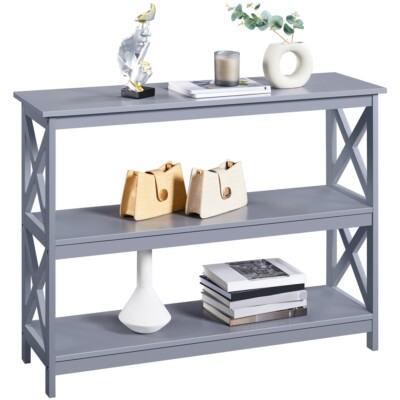 Wood Console Table Entryway Sofa Table w/ 3 Storage Shelves for Living Room