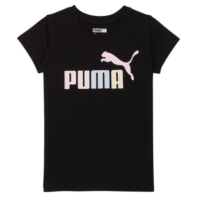 

Футболка с короткими рукавами и светящимся логотипом Puma, черная повседневная молодежная футболка для девочек, Черный, Puma Luminous Logo Graphic Crew Neck Short Sleeve T-Shirt Youth