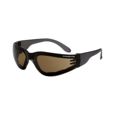 Crossfire Shield Brown Anti Fog Foam Padded Safety Glasses High Definition Sun