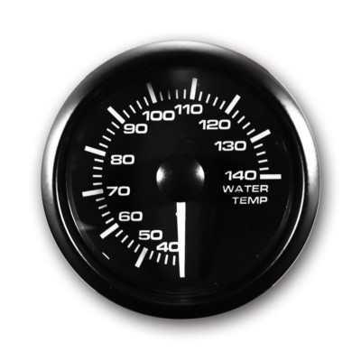 MGS 52mm Electrical Water Temperature Gauge °C White & Amber LED Black Bezel