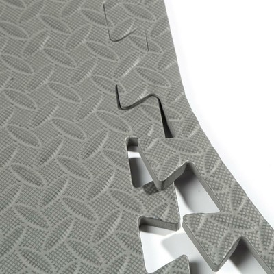Yoga Mat Gray Square Non-slip Water Resistant Contrasting Edging Strips