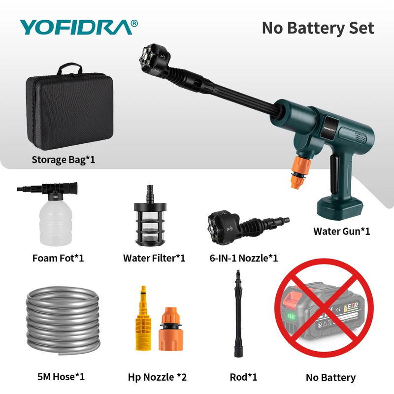 Idropulitrice Batteria 200Bar Idropulitrice Cordless Pistola Lavaggio Auto Acqua