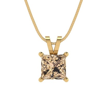 1.5Ct Yellow Moissanite - Everyday Designer Pendant W/ 16'' Chain - 14K/18K Gold