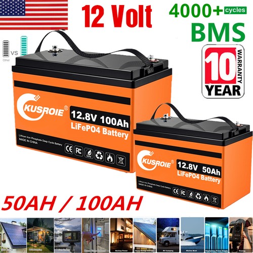 12V 100AH 50AH LiFePO4 Deep Cycle Lithium Iron Phosphate Battery for Solar RV