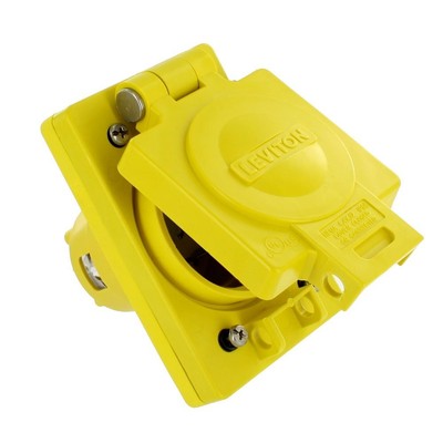 Leviton 97W10-S YL SGL OUTLT IP66 CVR NONEMA LCK20A/250V