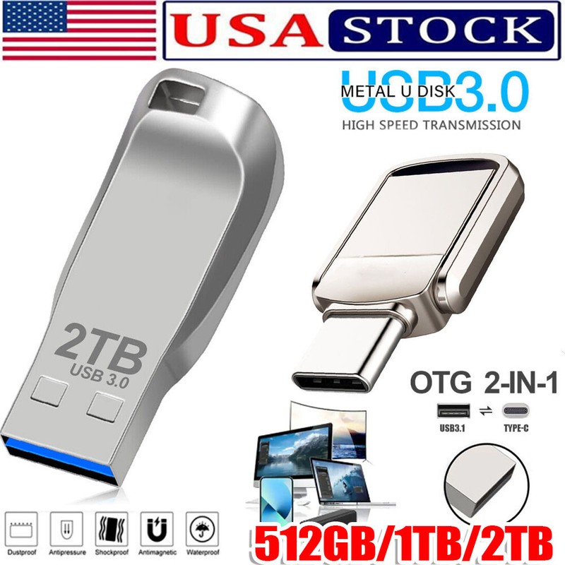 1TB 2TB Type C/USB-A USB 3.0 Flash Drive Thumb Drive