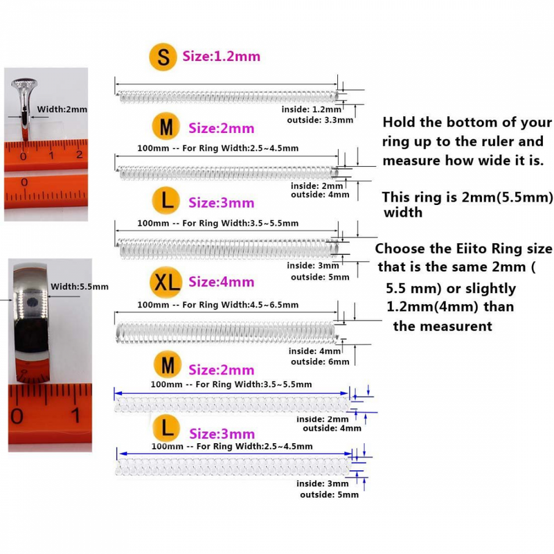 Eiito Ring Size Adjuster Invisible (12 Packs), Reducer Guard for Loose Rings (Se