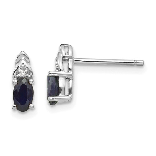 Pre-owned Goldia 14k White Gold Sapphire Diamond Earring