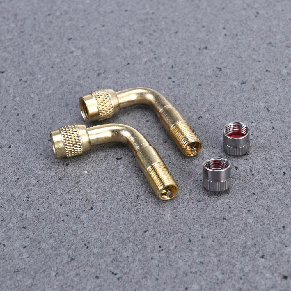 2pcs Brass Air Tyre Valve Schrader Valve Stem 90 Degree Bent for Car