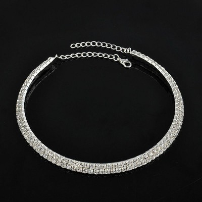 Women's Charming Diamond Crystal Choker Collar Necklace