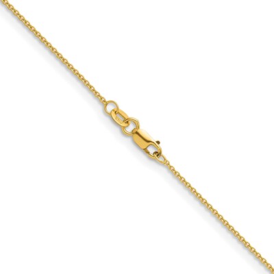 Pre-owned Diamond2deal 18k Yellow Gold Polished 1.3mm Solid Cable Chain Necklace 18" For Women 2.36g